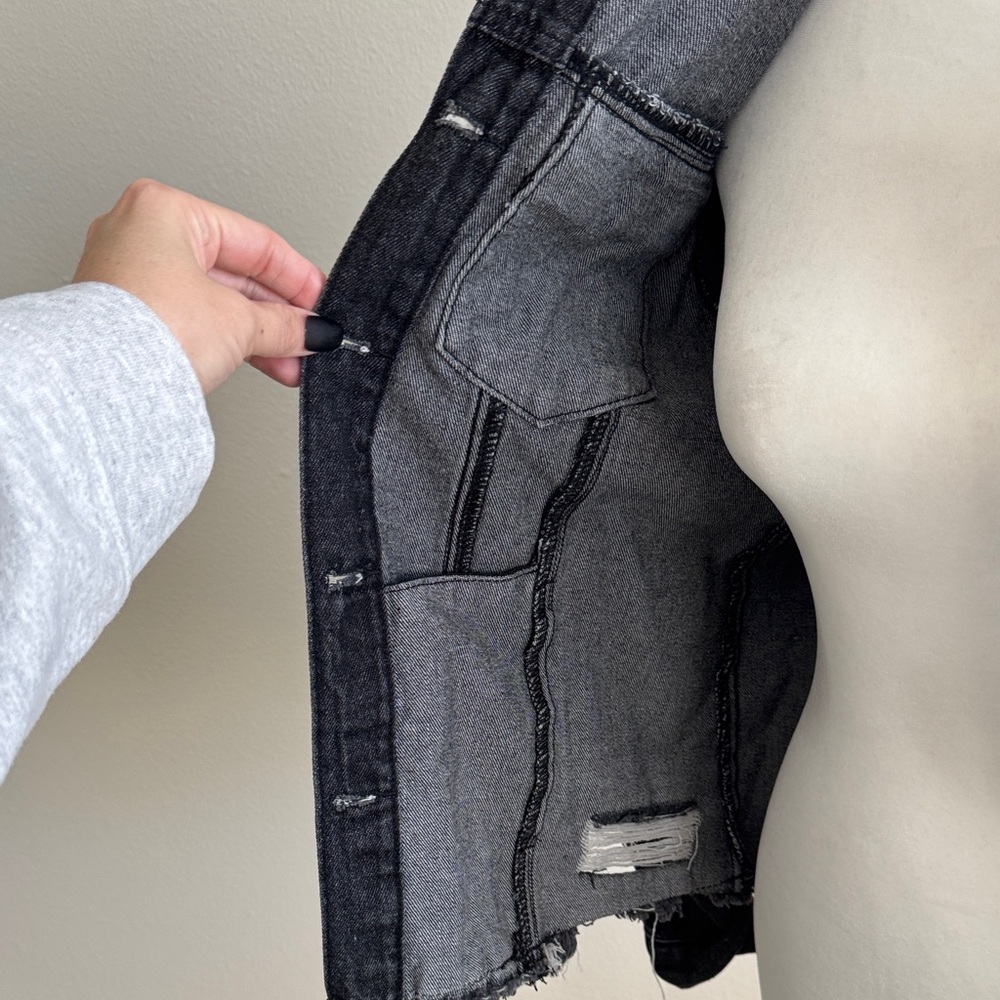 Black Distressed Denim Jacket - Picture 7 of 7